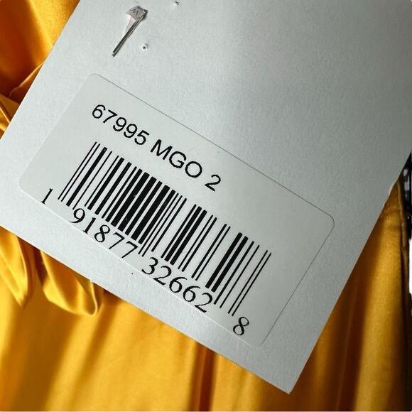 Mac Duggal Bow Sweetheart Strapless A Line Gown in Marigold 2 - Picture 7 of 12